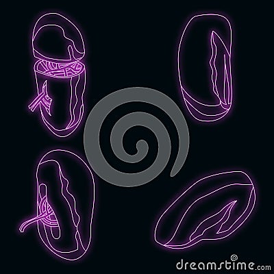 Spleen icons set vector neon Vector Illustration