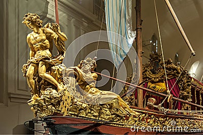 The splendid Bucentaur inside the royal palace of Venaria Reale, Italy Editorial Stock Photo
