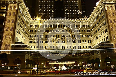 Splendid Christmas decoration of The Peninsula Hotel in Hong Kong Editorial Stock Photo