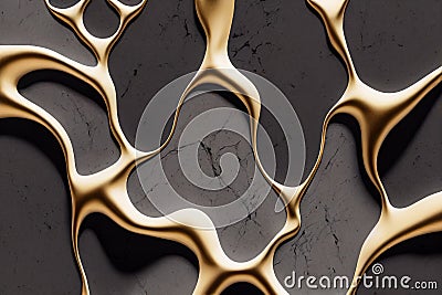 Splendid golden marble abstract background in digital art 3D illustration. Stock Photo