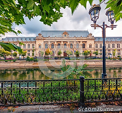 Splendid morning cityscape of Bucharest city - capital of Romania, Europe. Picturesque summer view of Court of Appeal Building on Stock Photo