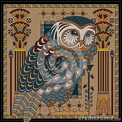 Splendid owl coloring page Vector Illustration