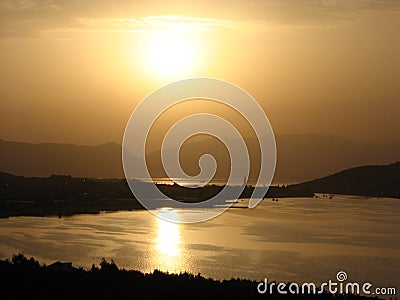 Golden sunrise at the Adriatic coast Stock Photo