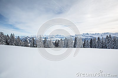 Splendid winter alpine scenery Stock Photo