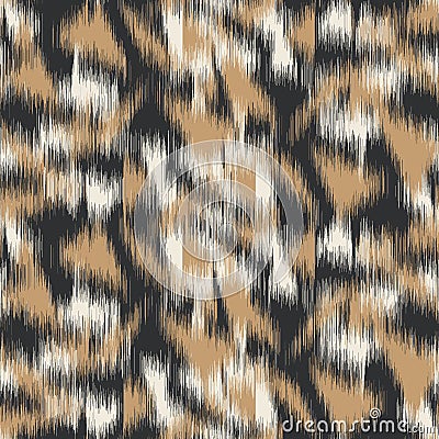 Spliced vector camouflage spots texture. Variegated animal skin background. Seamless camo ikat pattern. Modern distorted mottled Stock Photo