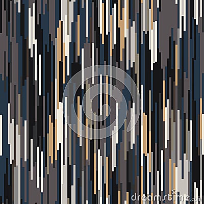 Spliced vector stripe. Geometric variegated background. Seamless camo ikat pattern with woven broken lines. Modern distorted pixel Stock Photo