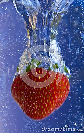 Splish Splash Strawberry Stock Photo