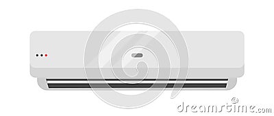 Split air conditioner realistic vector illustration. Modern weather control electrical appliance hanging on wall. Air Vector Illustration