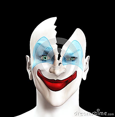 Split Apart Clown Stock Photo