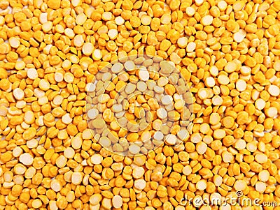 Split chickpeas legume dal chana Bengal gram lentils pulse yellow dahl food harbara channa daal splitchickpea closeup image photo Stock Photo