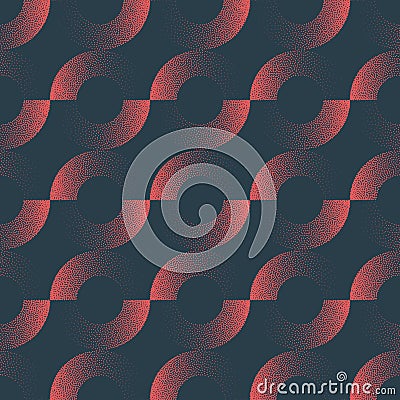 Split Circles Retro Styled Vector Seamless Pattern Trend Red Abstract Background Vector Illustration