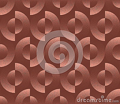 Split Circles Retro Styled Vector Seamless Pattern Trendy Brown Abstraction Vector Illustration