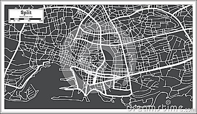 Split Croatia City Map in Black and White Color in Retro Style. Outline Map Stock Photo