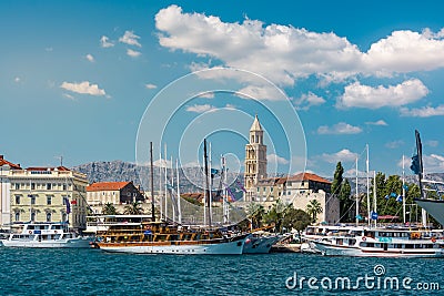 Split Croatia Daytime Landscape Panorama European City Tower Mountains Ocean View Editorial Stock Photo