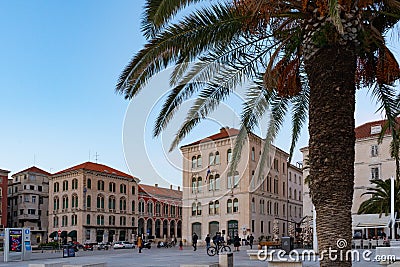 Waterfront promenade Riva in Split, Croatia Editorial Stock Photo