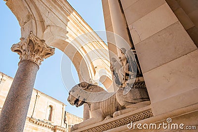 Split, Croatia, peristyle or peristil inside Diocletian Palace Stock Photo