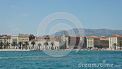 Split, Croatia - 07 22 2015 - Scenic view of the city from the water, beautiful cityscape, sunny day Editorial Stock Photo