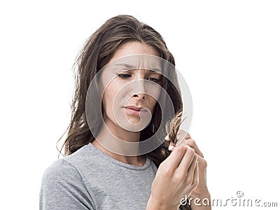 Split ends and damaged hair Stock Photo