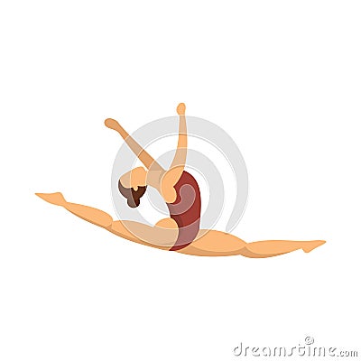 Split jump girl gymnastics icon, flat style Vector Illustration