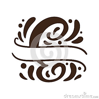 Split letters E children name Vector Hand Drawn calligraphic floral monogram or logo. Uppercase Hand Lettering with Vector Illustration