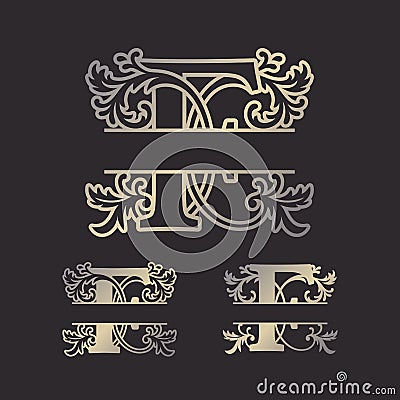 Split Letters. Split Monogram Font. Split Alphabet. Vector Illustration