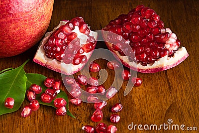 Split open Pomegranate fruit or Punica granatum Stock Photo