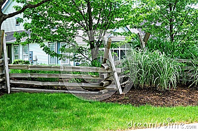 Split rail stockade fence Stock Photo