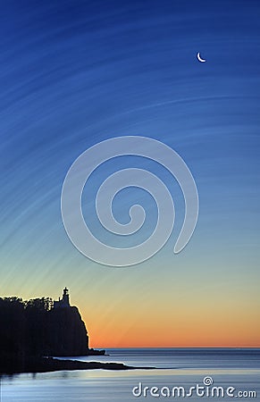 Split Rock Lighthouse Sunrise Stock Photo