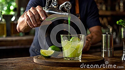 A split-screen image showing fresh limes being squeezed on one side Stock Photo