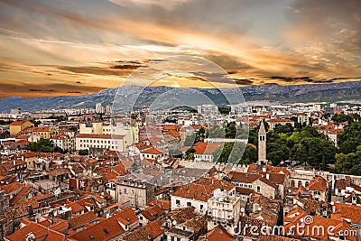 Split sunset city view, Croatia Stock Photo