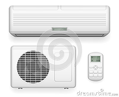 Split system air conditioner. Cool and cold climate control vector illustration Vector Illustration