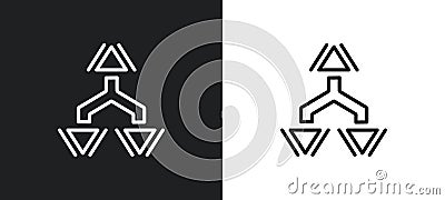 split triangle outline icon in white and black colors. split triangle flat vector icon from arrows collection for web, mobile apps Vector Illustration