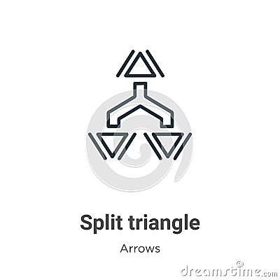 Split triangle outline vector icon. Thin line black split triangle icon, flat vector simple element illustration from editable Vector Illustration