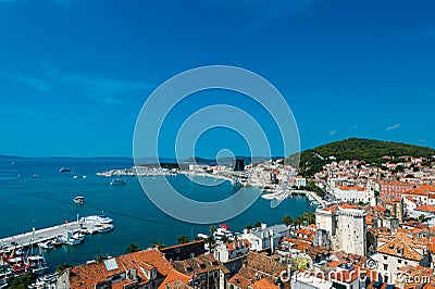 Split- view of coastline and the part of old town. Stock Photo