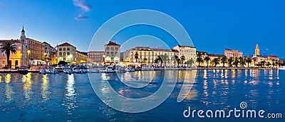 Split waterfront evening blue panorama Stock Photo