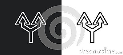 splitting arrow outline icon in white and black colors. splitting arrow flat vector icon from arrows collection for web, mobile Vector Illustration