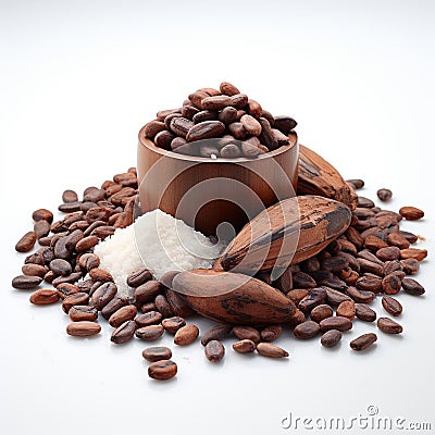 splitting cocoa on a white background Stock Photo