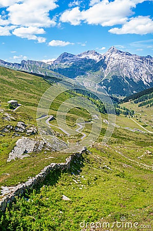 Splugenpass - Passo Spluga in Switzerland Stock Photo
