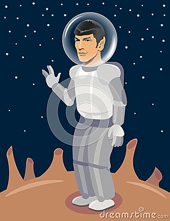 Spock Spaceman on Unexplored Planet. Star Trek vector Editorial Stock Photo