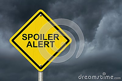 Spoiler Alert Warning Sign Stock Photo