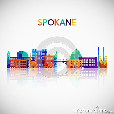 Spokane, WA skyline silhouette in colorful geometric style. Vector Illustration