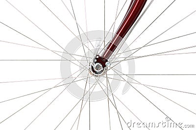 Spokes of a front bicycle wheel Stock Photo