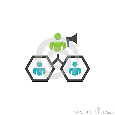 Spokesperson icon - person in a marketing position networks & co Vector Illustration