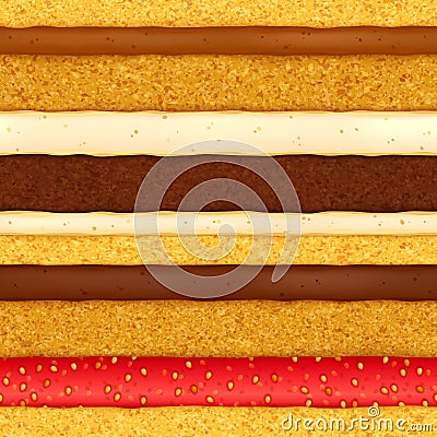 Sponge cake background. Colorful seamless texture. Vector Illustration