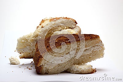 Sponge cake with cottage cheese on white background Stock Photo