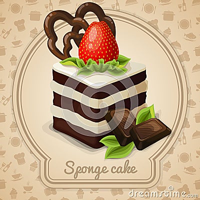 Sponge cake label Vector Illustration