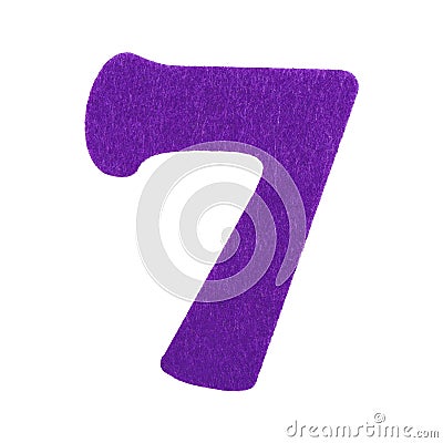 Sponge number seven of purple font isolated on white background Stock Photo