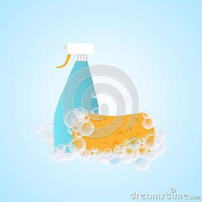 Sponge for washing with foam Vector Illustration