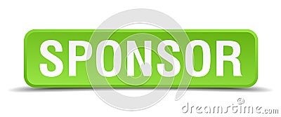 Sponsor green square isolated button Vector Illustration