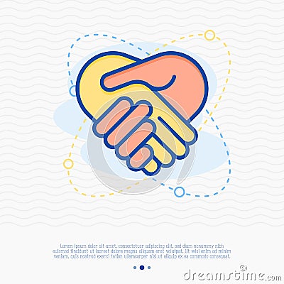 Sponsor thin line icon, handshake Vector Illustration